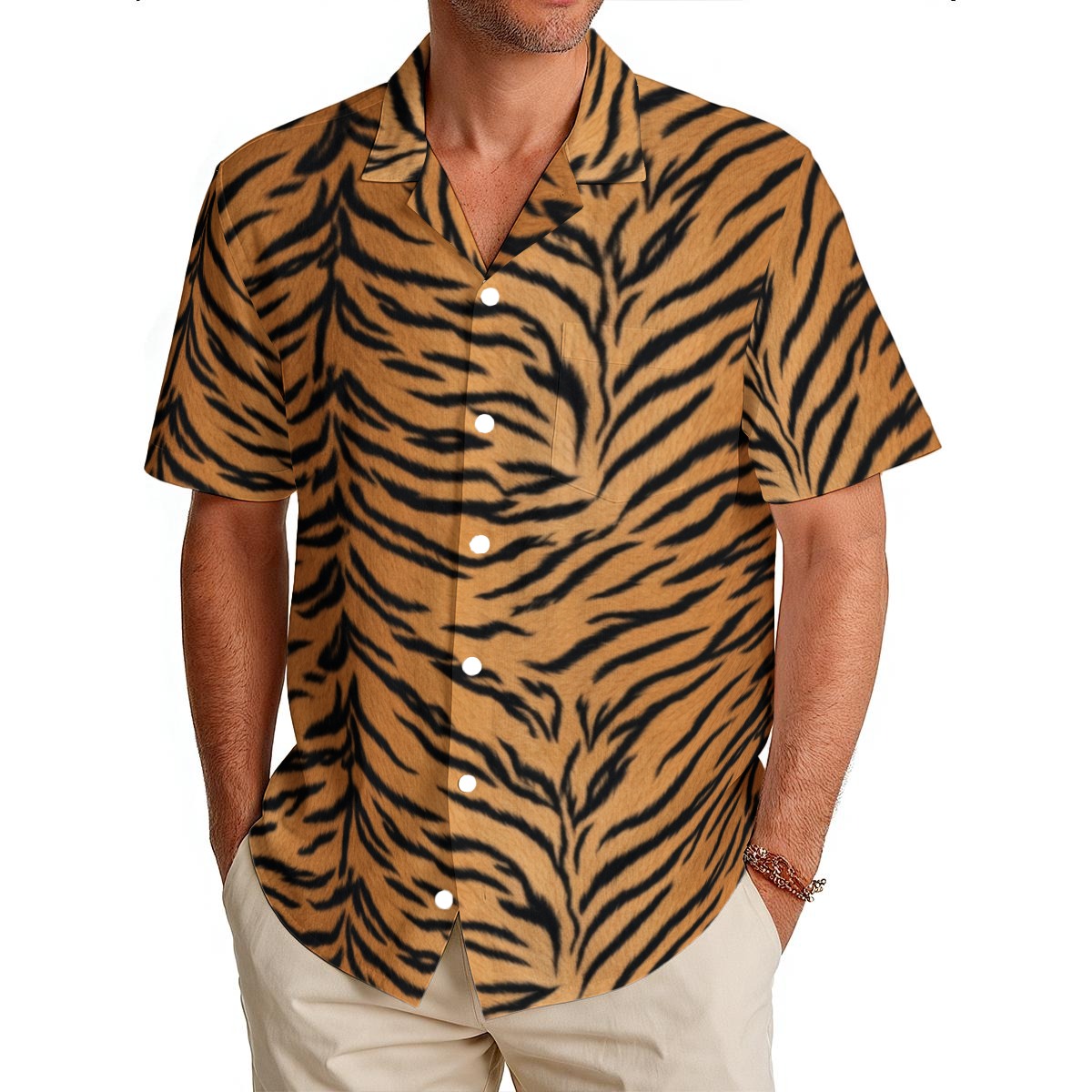 All-Over Print Men's Hawaiian Shirt|150GSM (PASTJ)