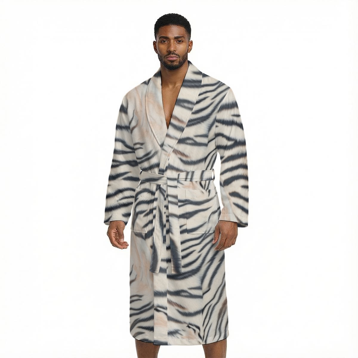 All Over Print Men’s Fleece-Lined Bathrobe with Belt (PAS53)