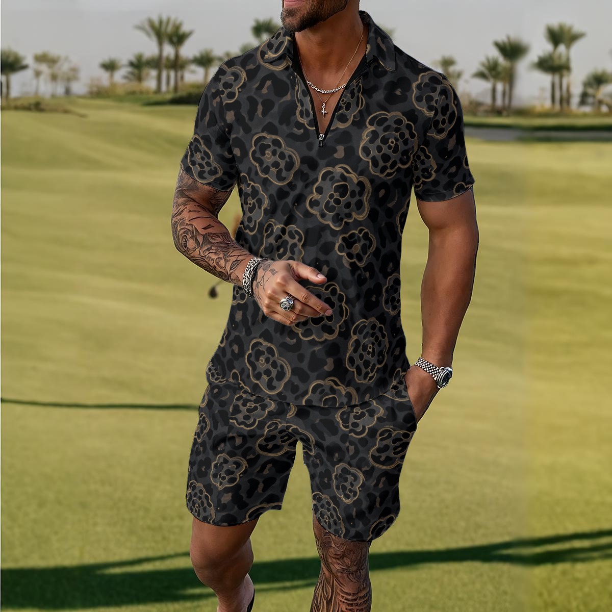 All-Over Print Men's Polo Sportswear Set (PAPUN)