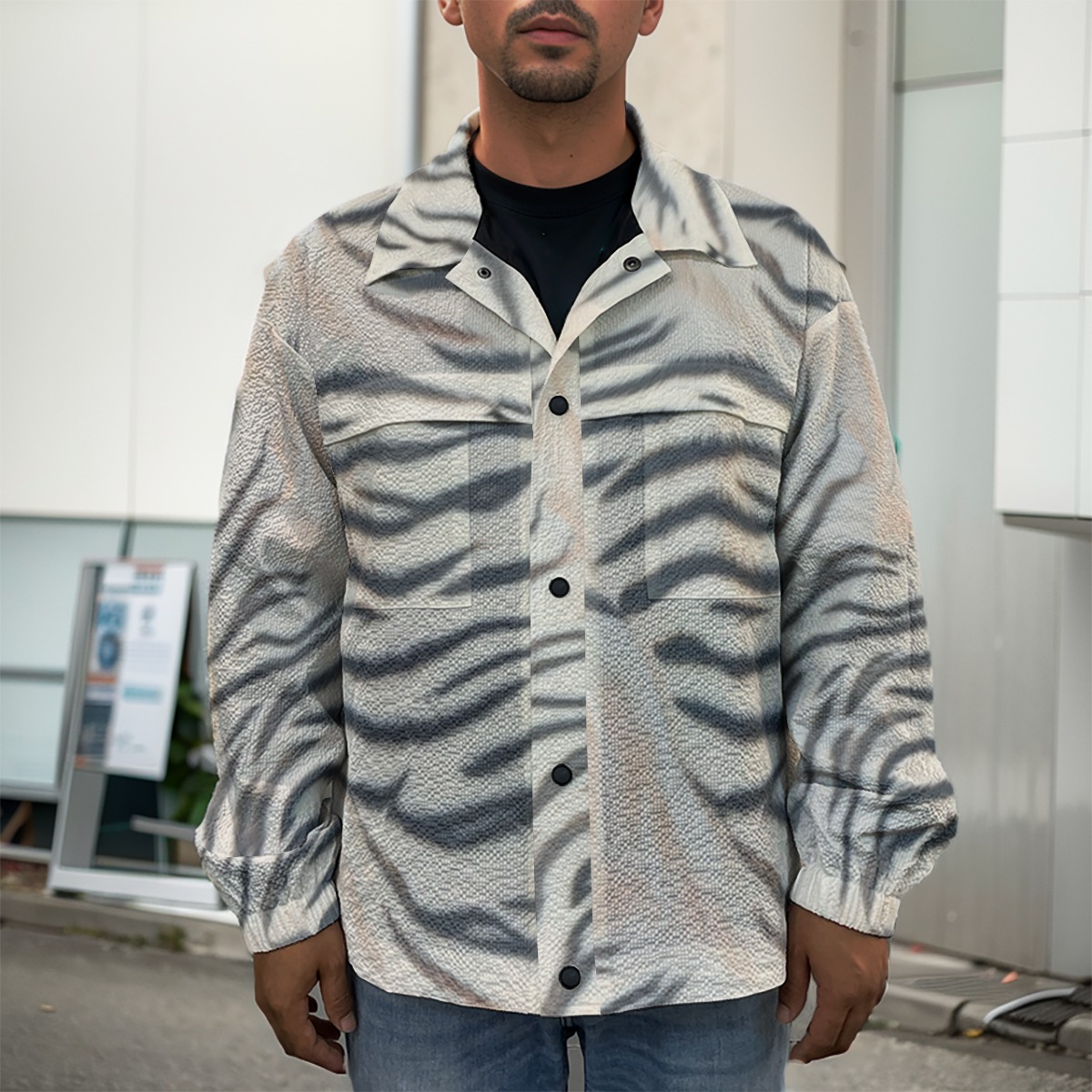 All-Over Print Men's Casual Lapel Jacket (PAS4N)