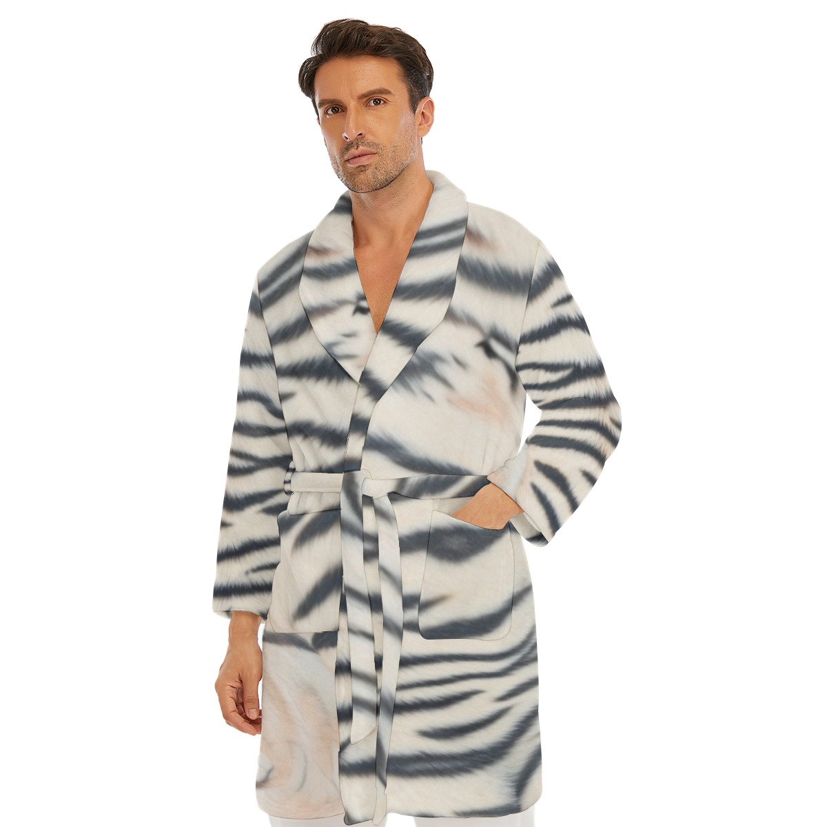 All-Over Print Men's Borg Fleece Robe (PAS5D)