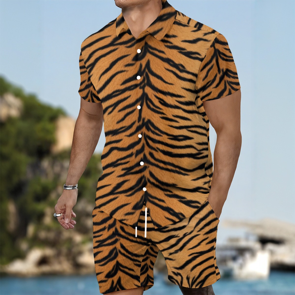 All-Over Print Men's Summer Shirt Set (PASTF)