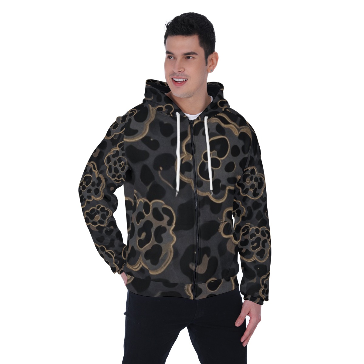 All-Over Print Men's Heavy Fleece Raglan Zip Up Hoodie With Pocket (PAPPR)