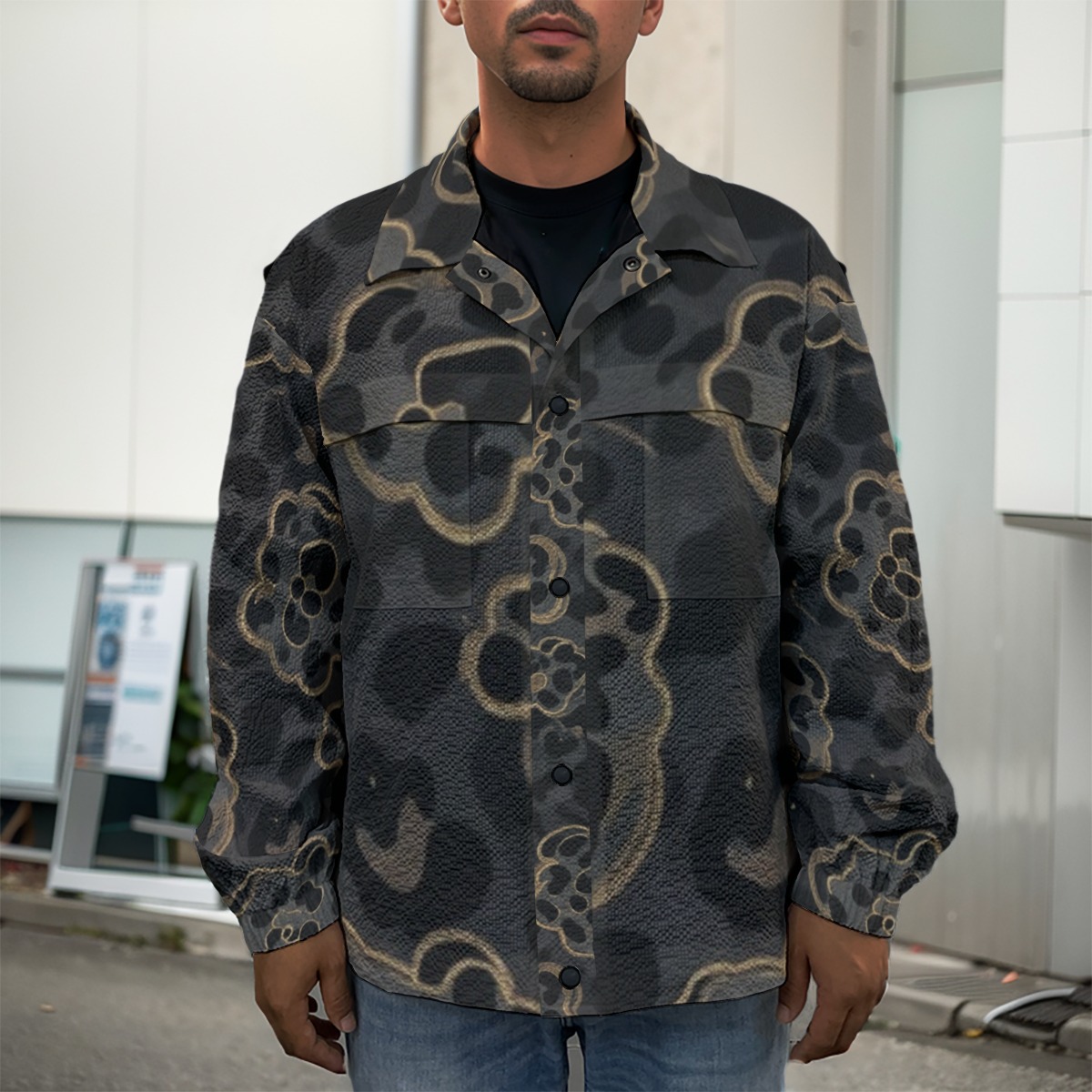 All-Over Print Men's Casual Lapel Jacket (PAPSG)