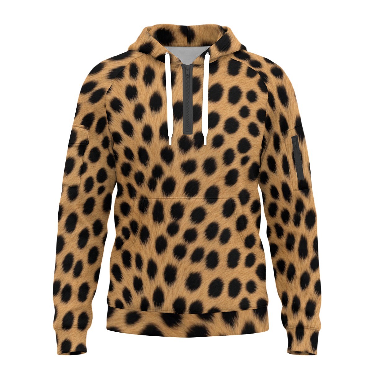 All-Over Print Men’s Fleece Half-Zip Hoodie With Arm Pockets (PAQFR)