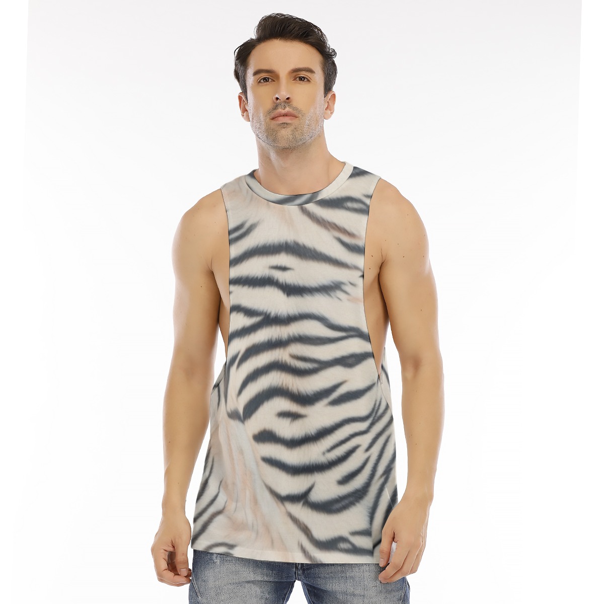 All-Over Print Men's O-neck Long Tank Top (PAS3W)