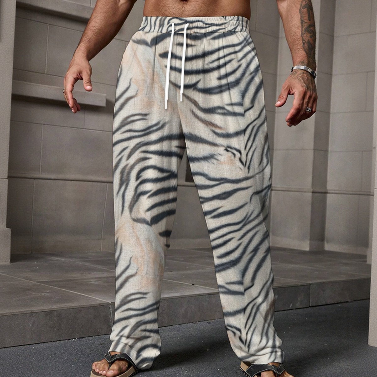 All-Over Print Men's Loose Casual Pants With Pocket (PAS62)