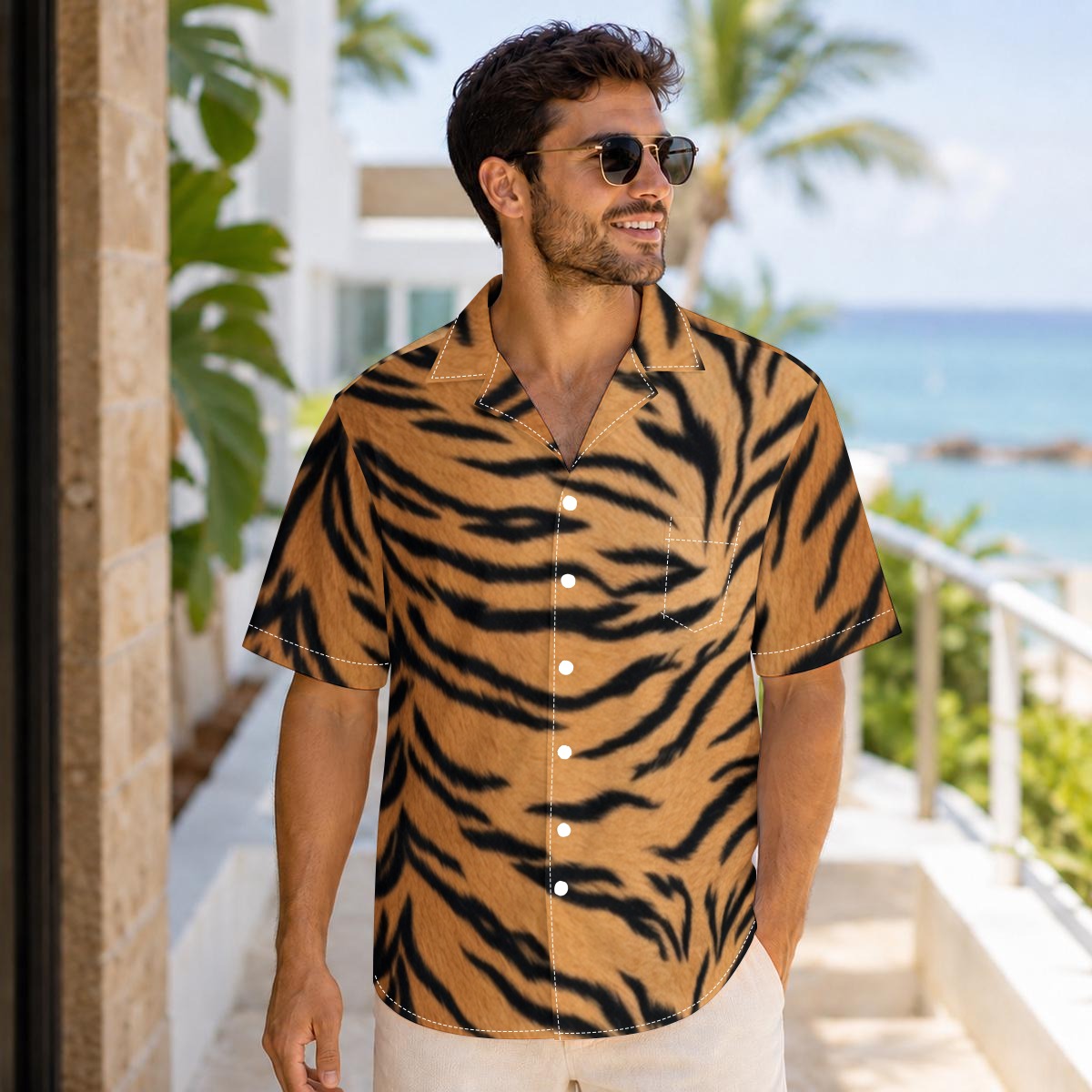 All-Over Print Men's Hawaiian Shirt With Pocket (PASTM)