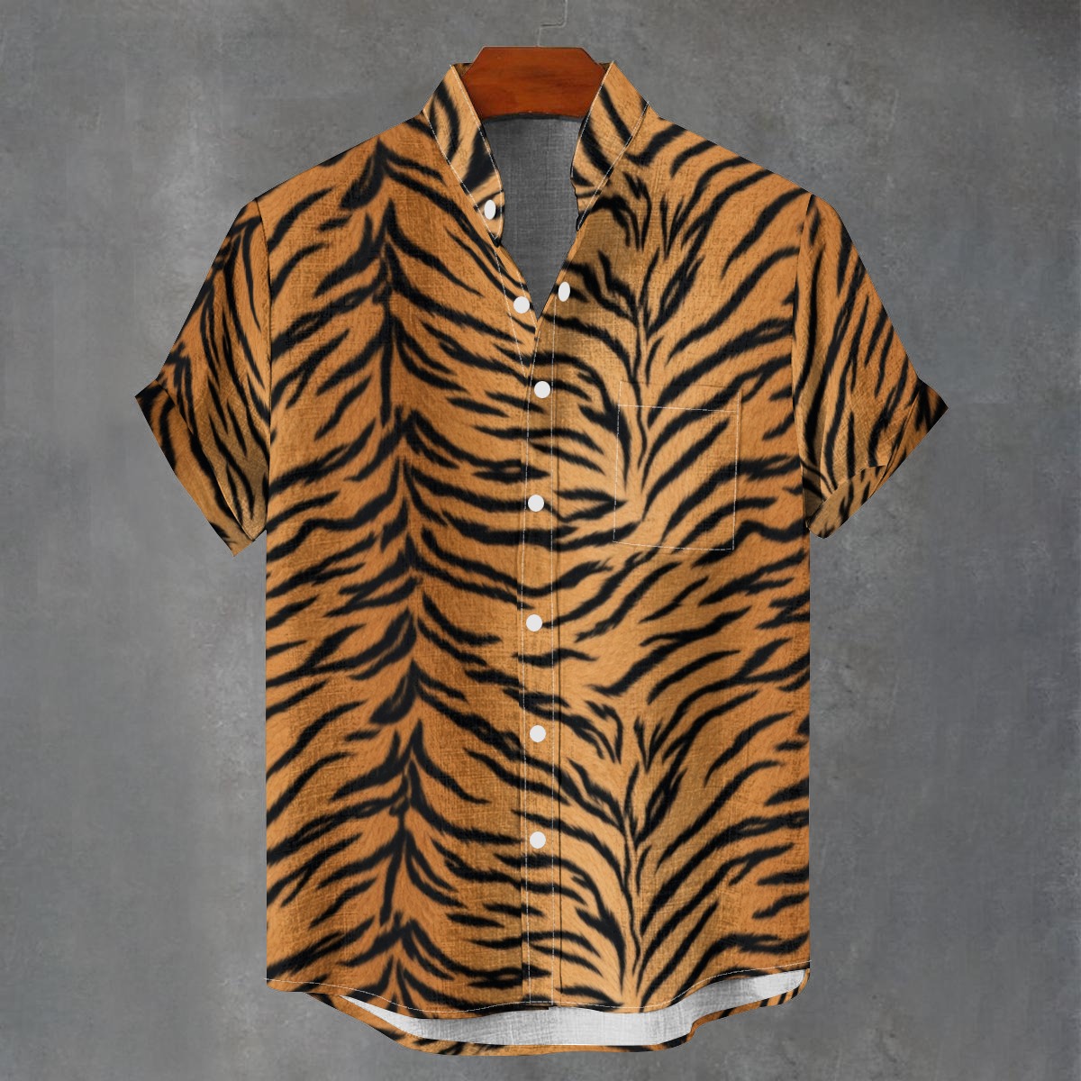 All-Over Print Men's Stand Collar Shirt|115GSM Cotton poplin (PASTE)