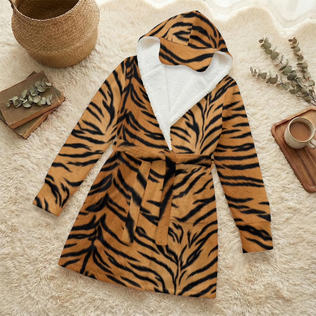 All-Over Print Unisex Flannel Hooded Robe With Eye Mask (PASVX)