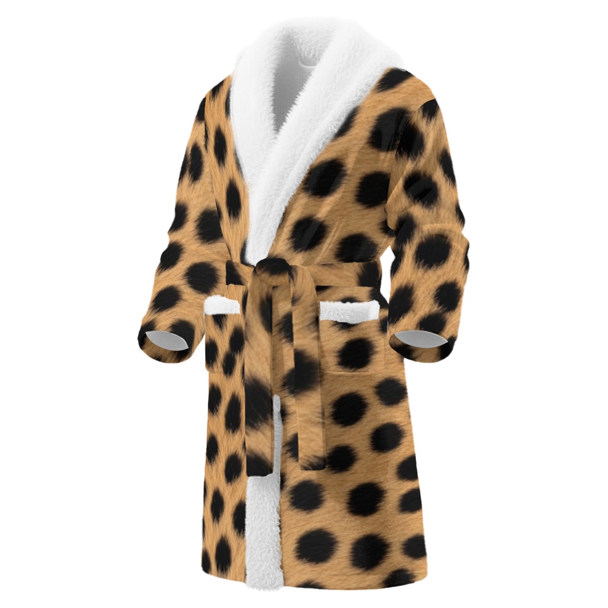 All-Over Print Men's Borg Fleece Bathrobe With Polyester Sherpa Fleece (PAQLE)