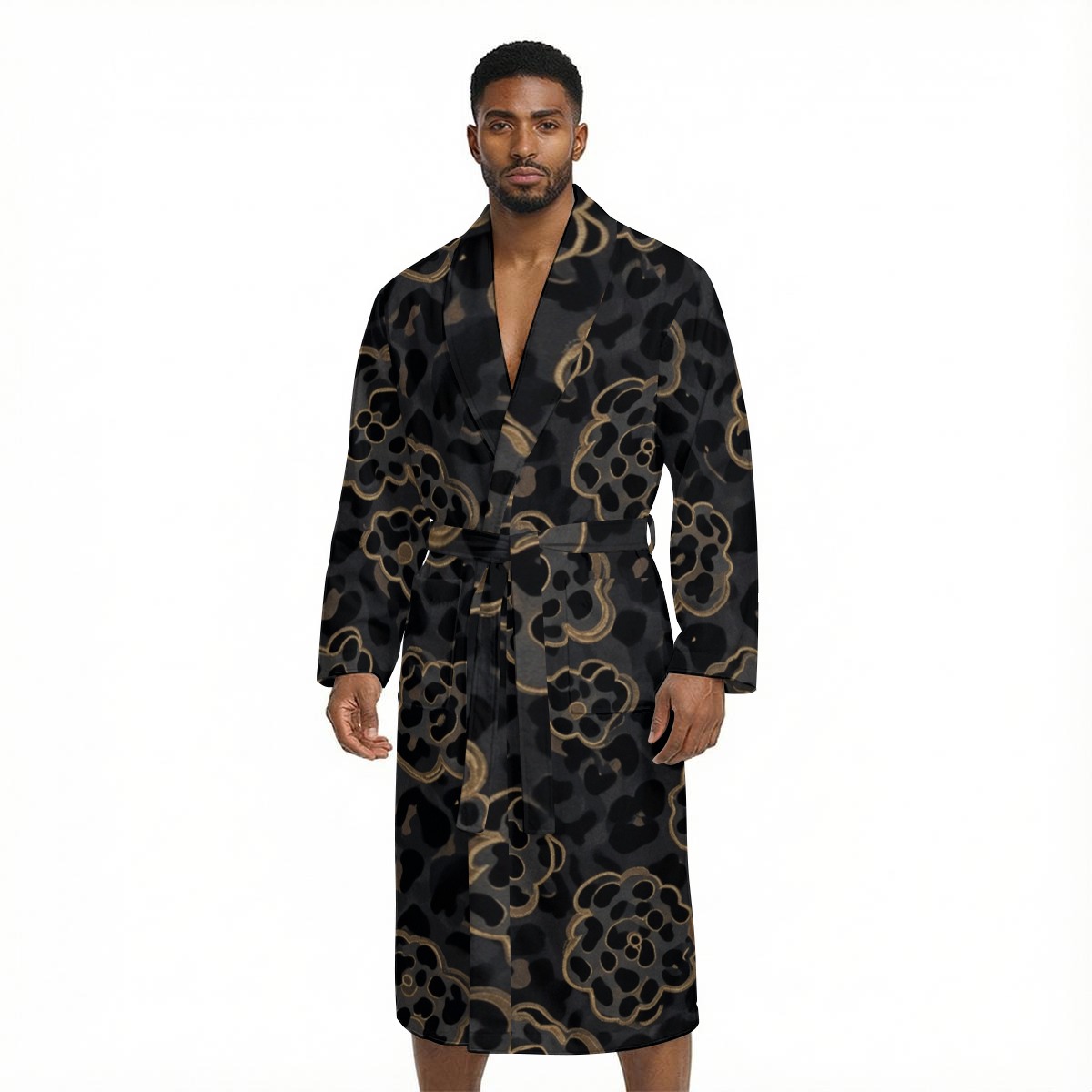 All Over Print Men’s Fleece-Lined Bathrobe with Belt (PAPSU)
