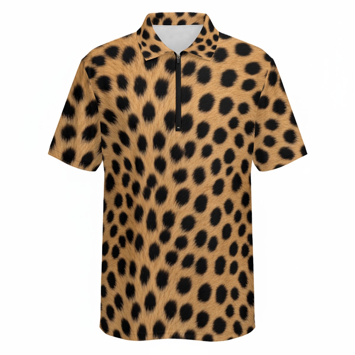 All-Over Print Men's Polo Shirt With Half-Zip|210GSM (PAQGX)
