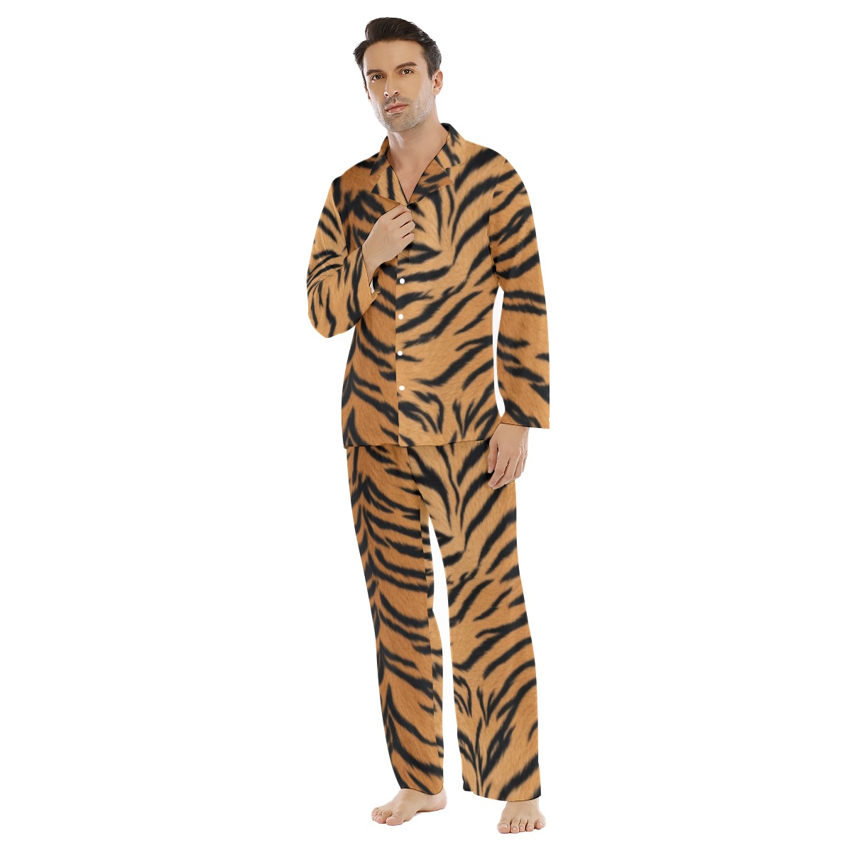 All-Over Print Men's Lapel Pajama Set (PASVU)