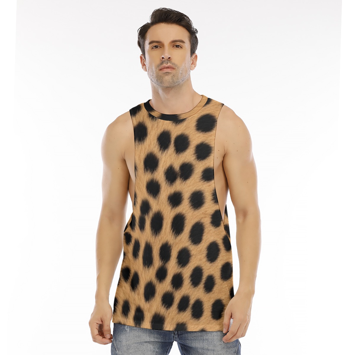 All-Over Print Men's O-neck Long Tank Top (PAQHD)