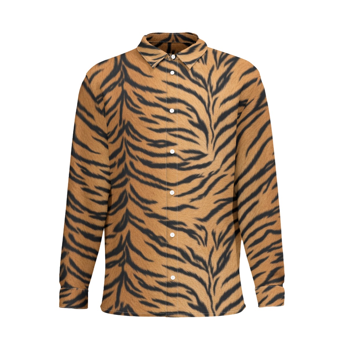 All-Over Print Men's Business Long Sleeve Shirt|110GSM Imitation Flax (PASTG)