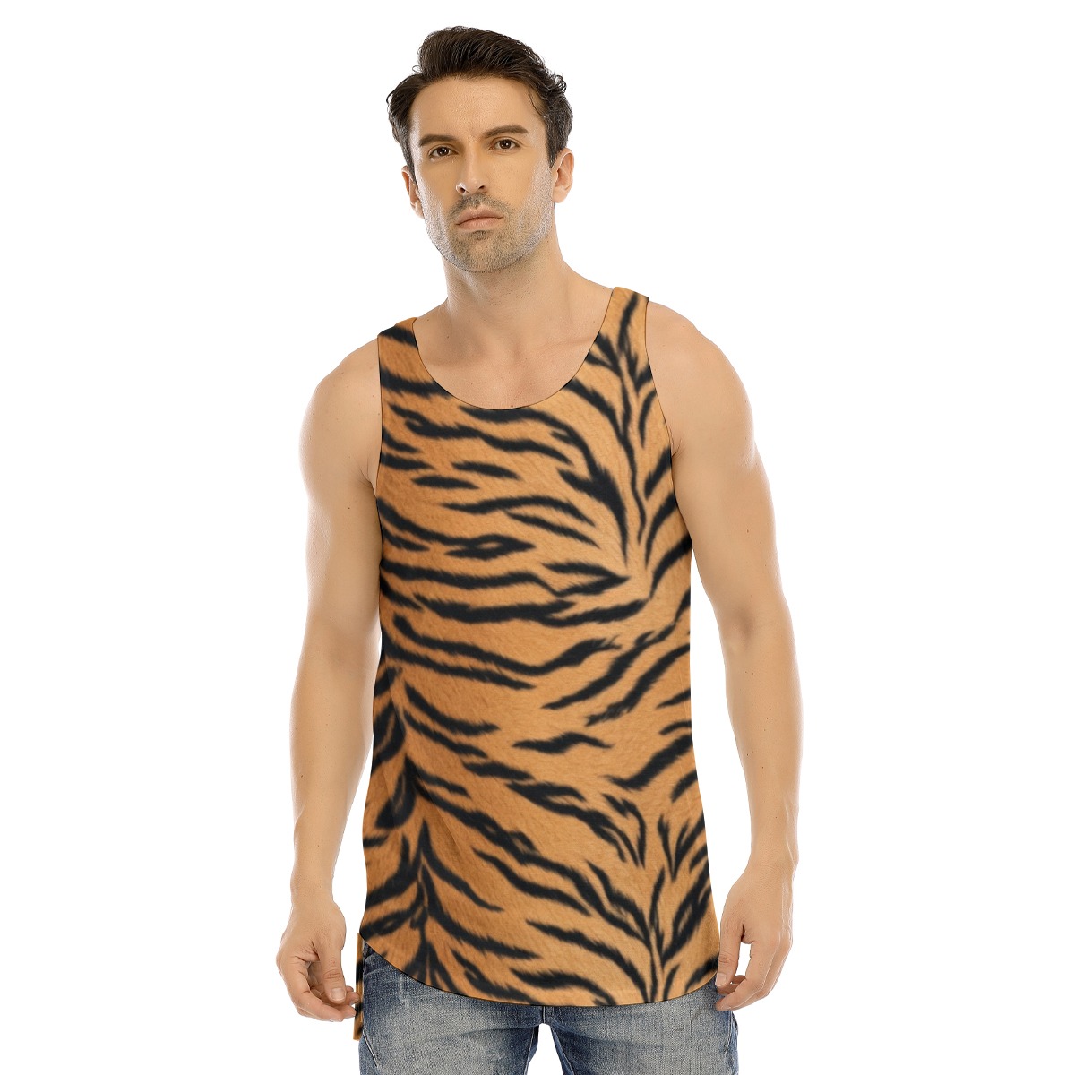 All-Over Print Men's Curved Hem Long Tank Top (PASU8)