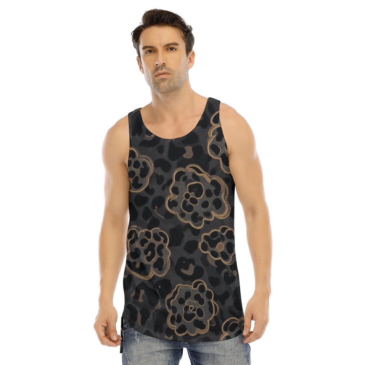 All-Over Print Men's Curved Hem Long Tank Top (PAPR8)