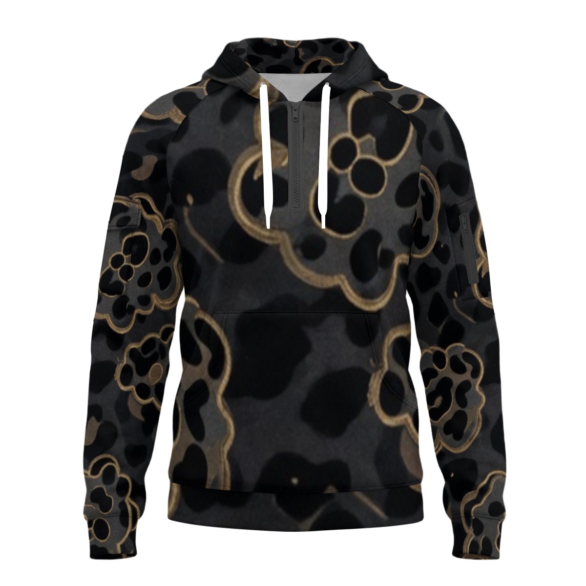 All-Over Print Men’s Fleece Half-Zip Hoodie With Arm Pockets (PAPPH)