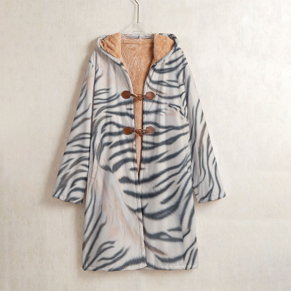 All-Over Print Men's Horn Button Long Fleece Windbreaker (PAS4B)