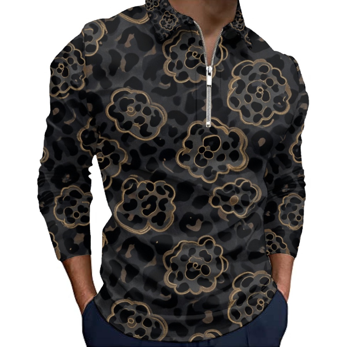 All-Over Print Men’s Quarter Zip Pullover Sweatshirt (PAPR2)