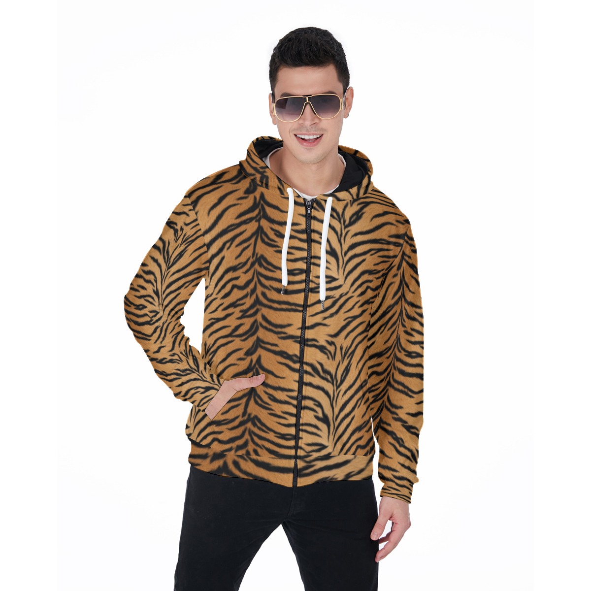All-Over Print Men's Heavy Fleece Zip Up Hoodie (PASSE)
