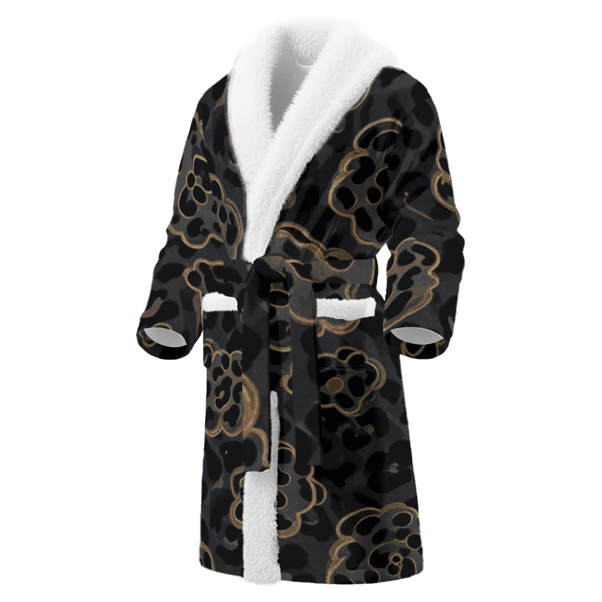 All-Over Print Men's Borg Fleece Bathrobe With Polyester Sherpa Fleece (PAPT6)