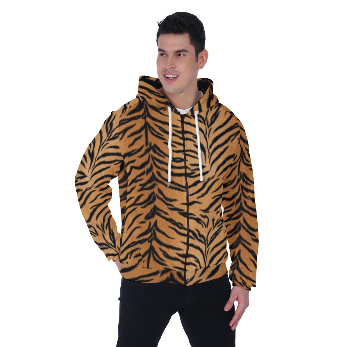 All-Over Print Men's Heavy Fleece Raglan Zip Up Hoodie With Pocket (PASSH)
