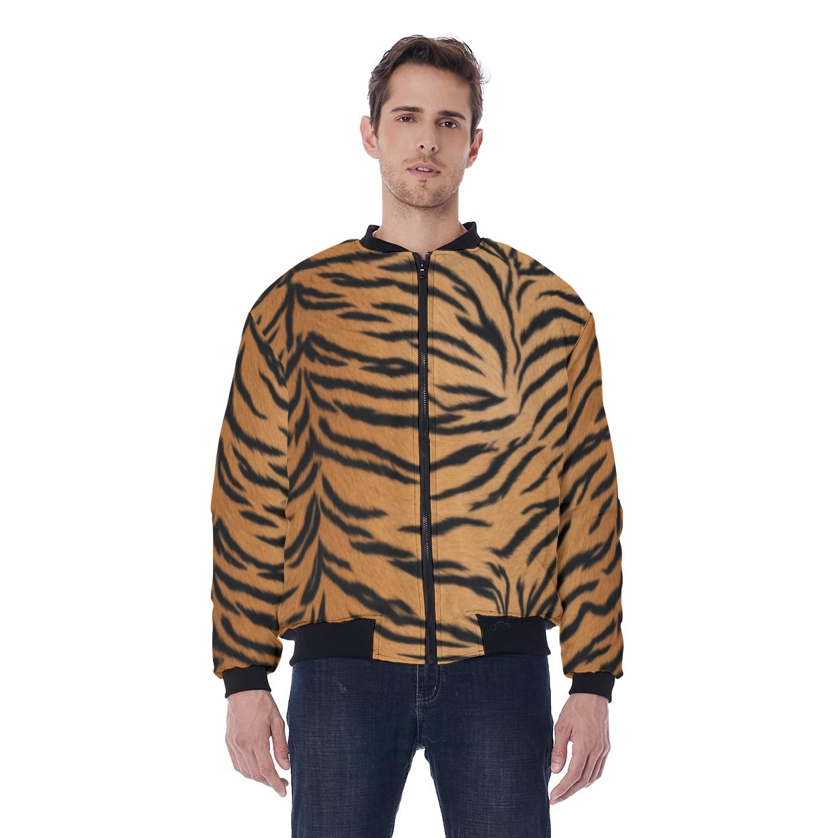All-Over Print Men's Bomber Jacket Without Sleeve Pocket (PASVF)