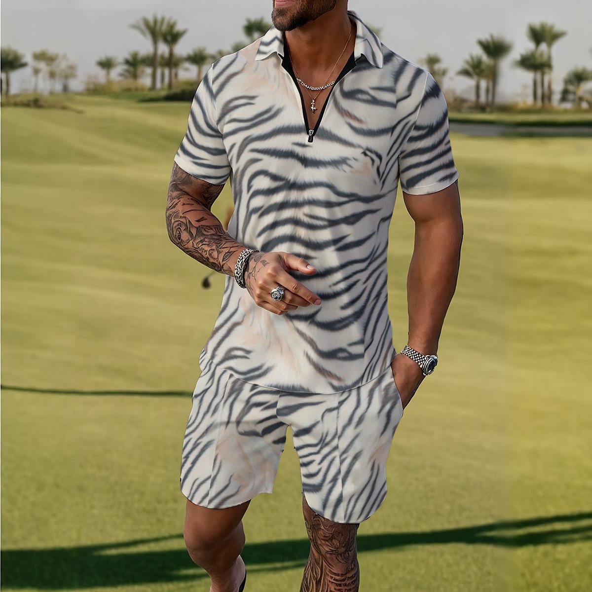 All-Over Print Men's Polo Sportswear Set (PAS5V)