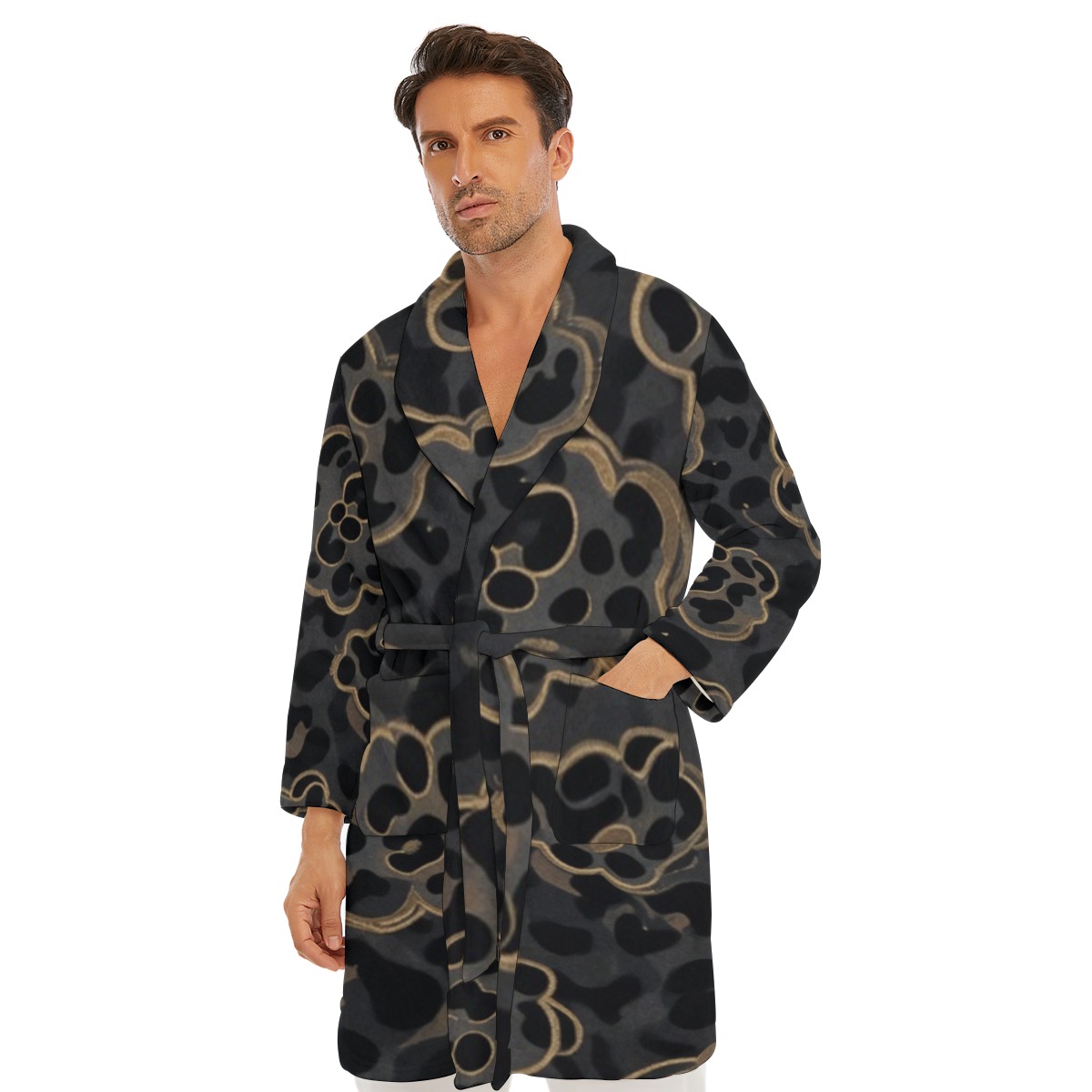 All-Over Print Men's Borg Fleece Robe (PAPT4)