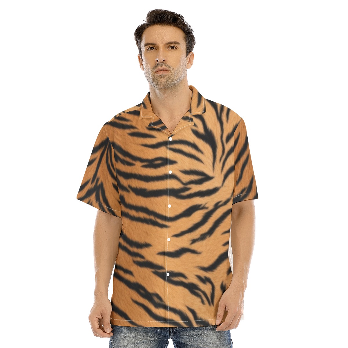 All-Over Print Men's Hawaiian Shirt With Button Closure (PASTR)