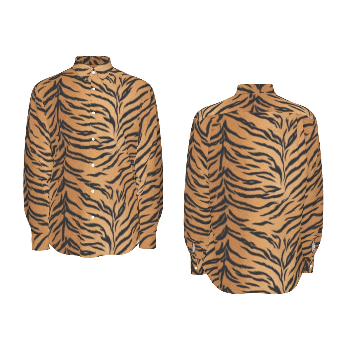 All-Over Print Men's Long Sleeve Shirt | 115GSM Cotton poplin (PASTA)