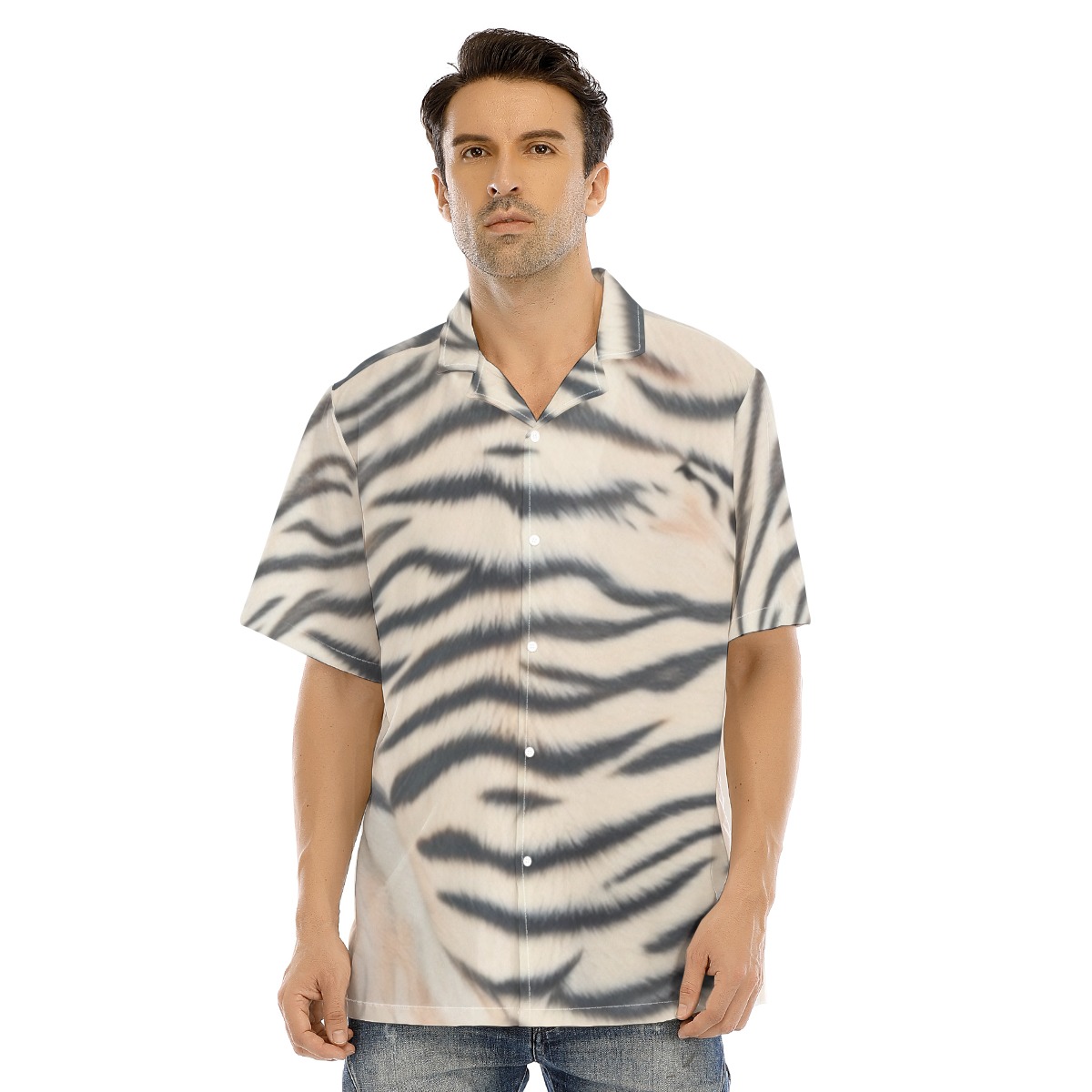All-Over Print Men's Hawaiian Shirt With Button Closure (PAS37)