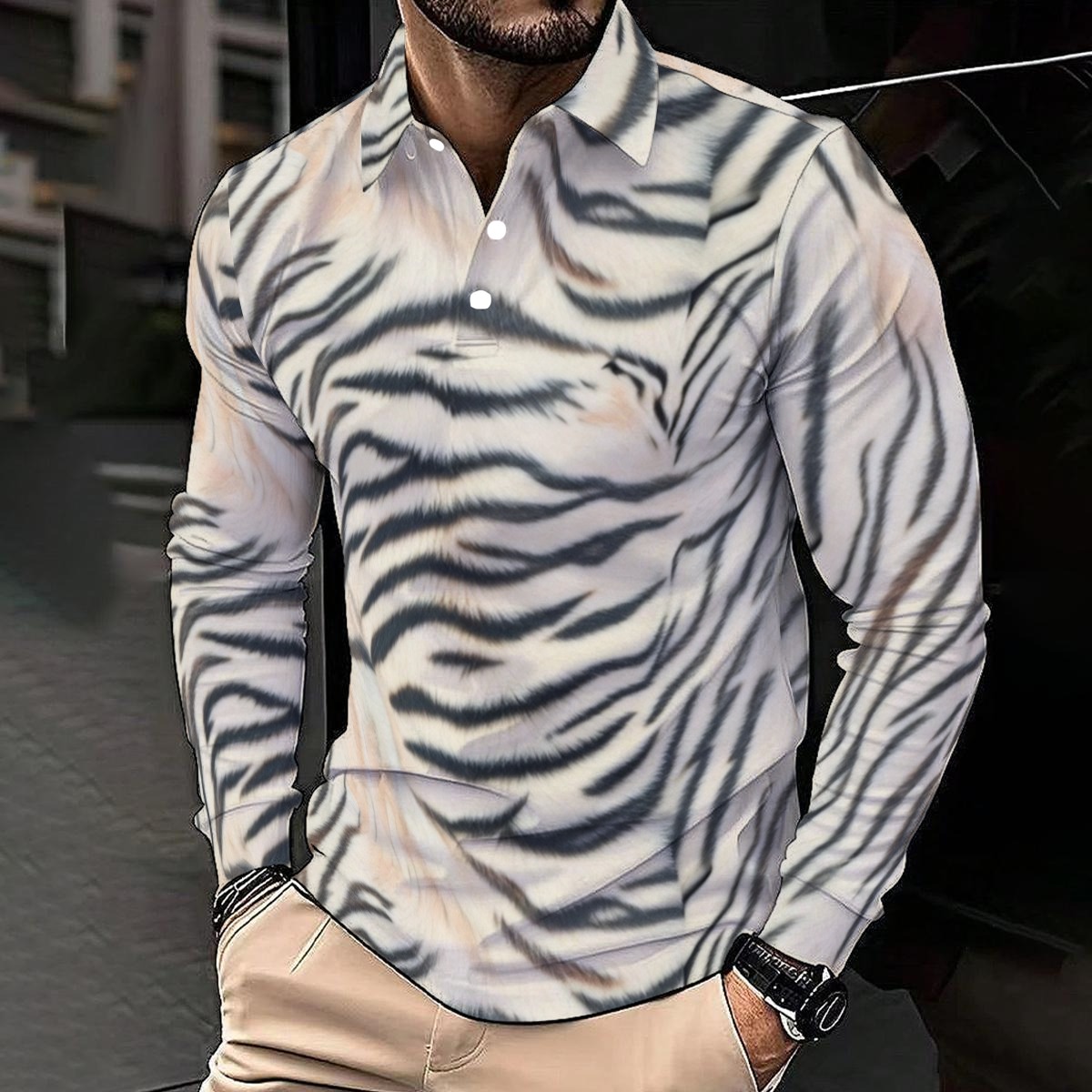 All-Over Print Men's Polo Shirt With Long Sleeve (PAS2E)