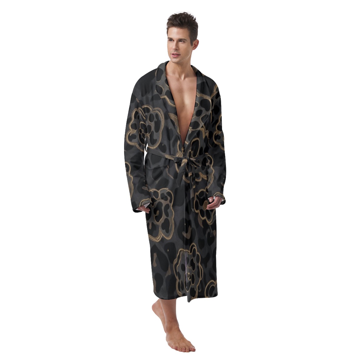 All-Over Print Men's Heavy Fleece Robe (PAPTA)