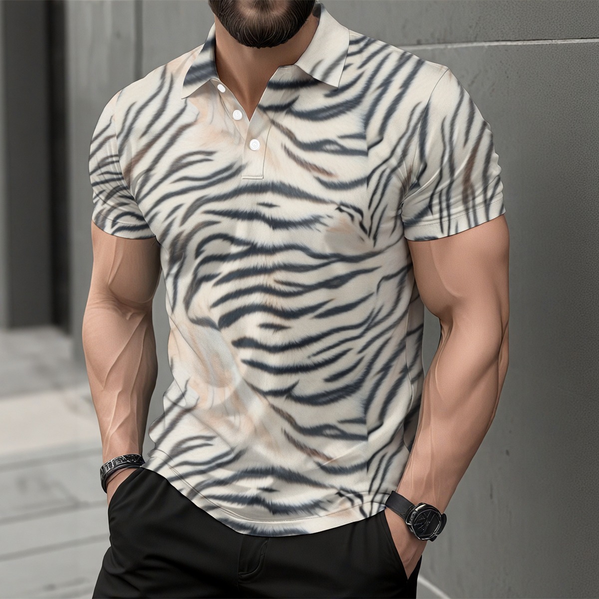 All-Over Print Men's Short Sleeve Button Polo Shirt (PAS2J)