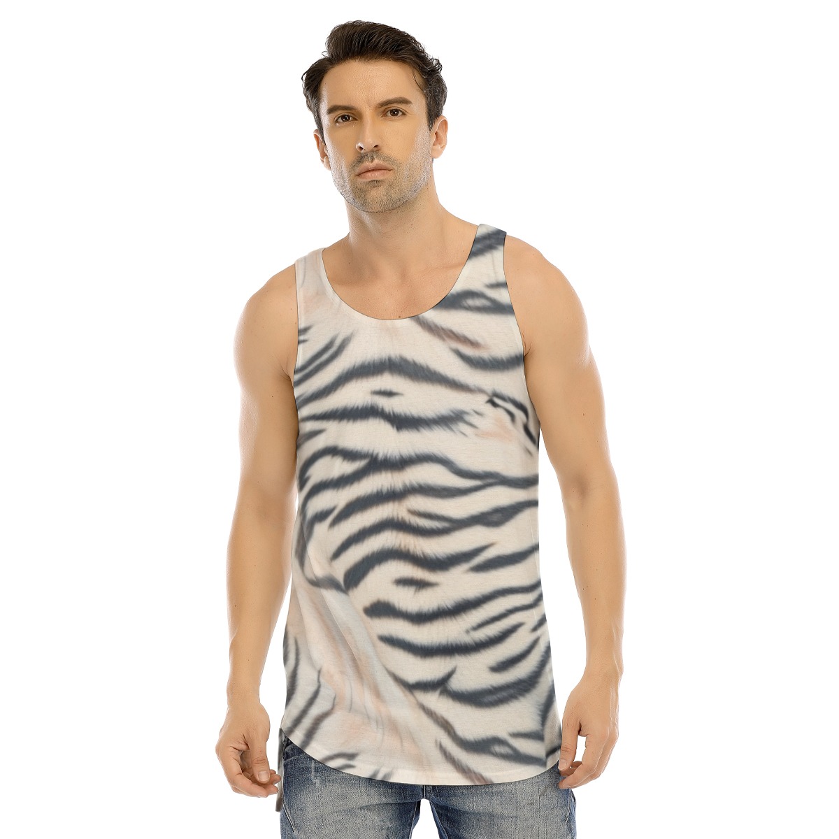 All-Over Print Men's Curved Hem Long Tank Top (PAS3V)