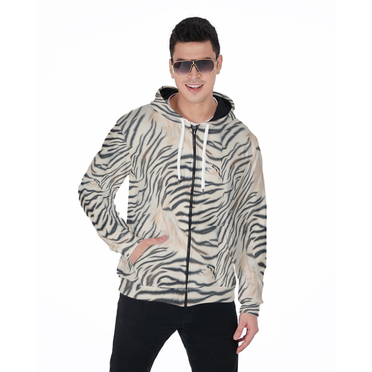 All-Over Print Zip Up Hoodie With Pocket (PAS1V)