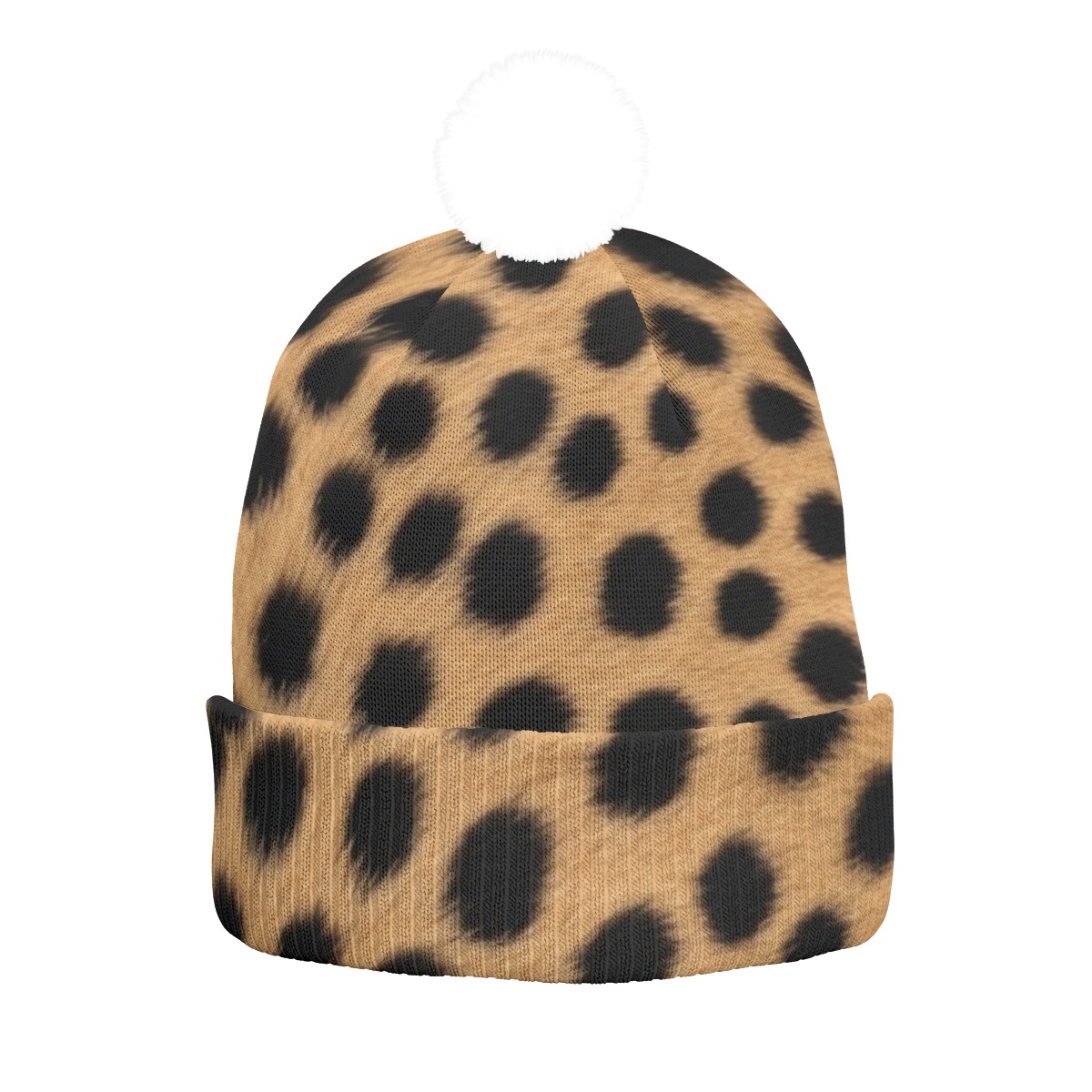 All-Over Print Knitted Hat With Pom-Pom (PAQKP)