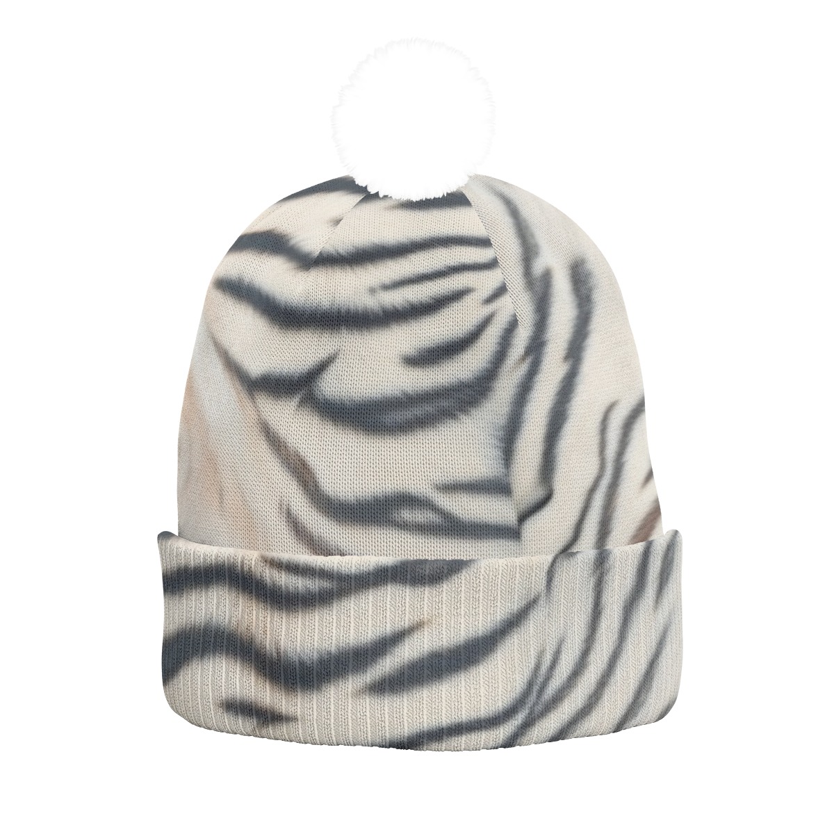 All-Over Print Knitted Hat With Pom-Pom (PAS8T)