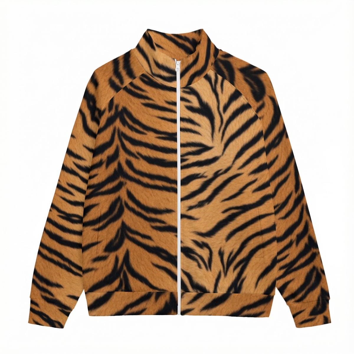 All-Over Print Unisex Stand Up Collar Jacket With Raglan Sleeve With White Zipper | 310GSM Cotton (PASUY)