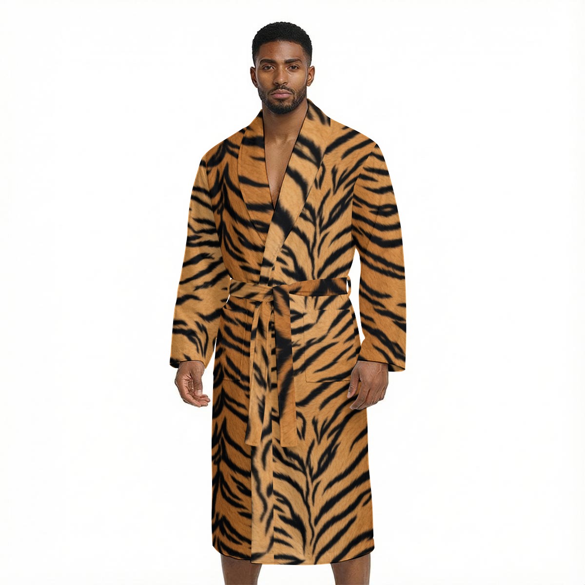 All Over Print Men’s Fleece-Lined Bathrobe with Belt (PASVP)
