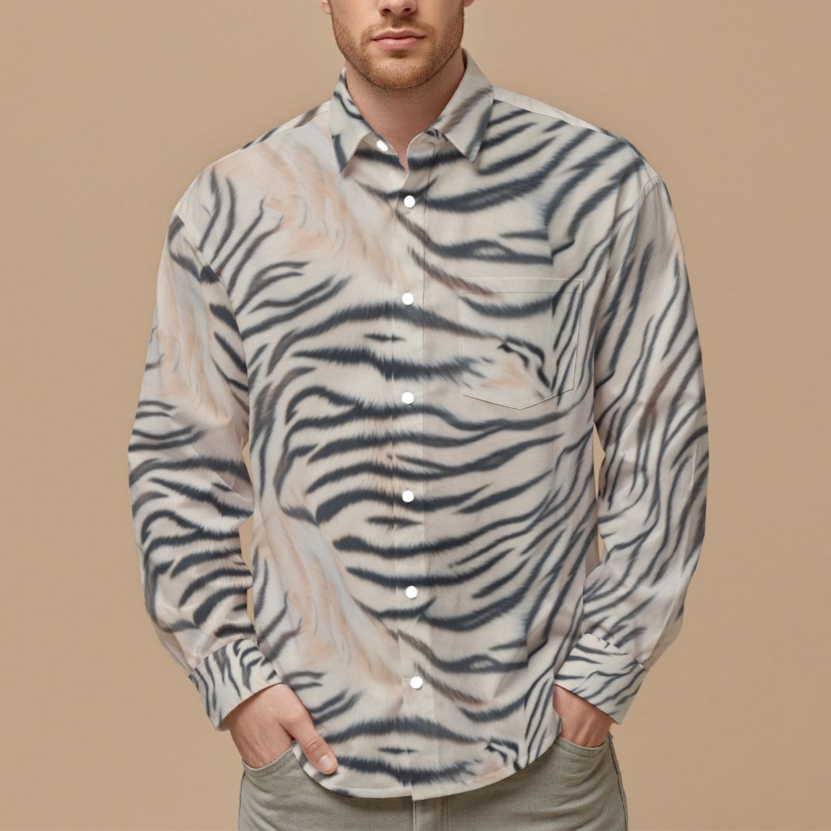 All-Over Print Men's Slim Fit Long Sleeve Shirt (PAS2T)
