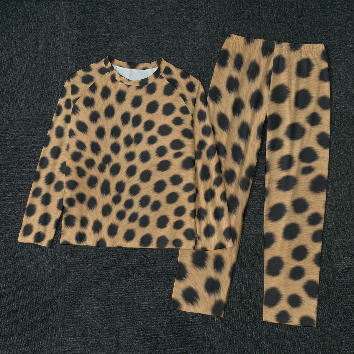 All-Over Print Men's Raglan Sleeve Pajamas With Wide Ankles (PAQL9)