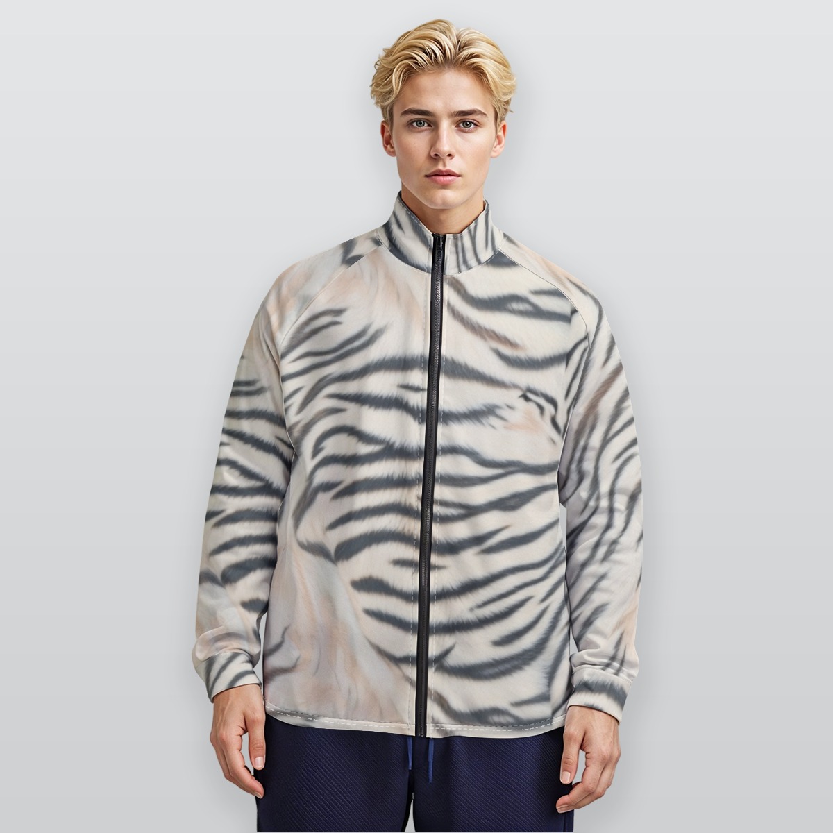 All-Over Print Men's Raglan Sleeve Stand Collar Jacket (PAS4C)