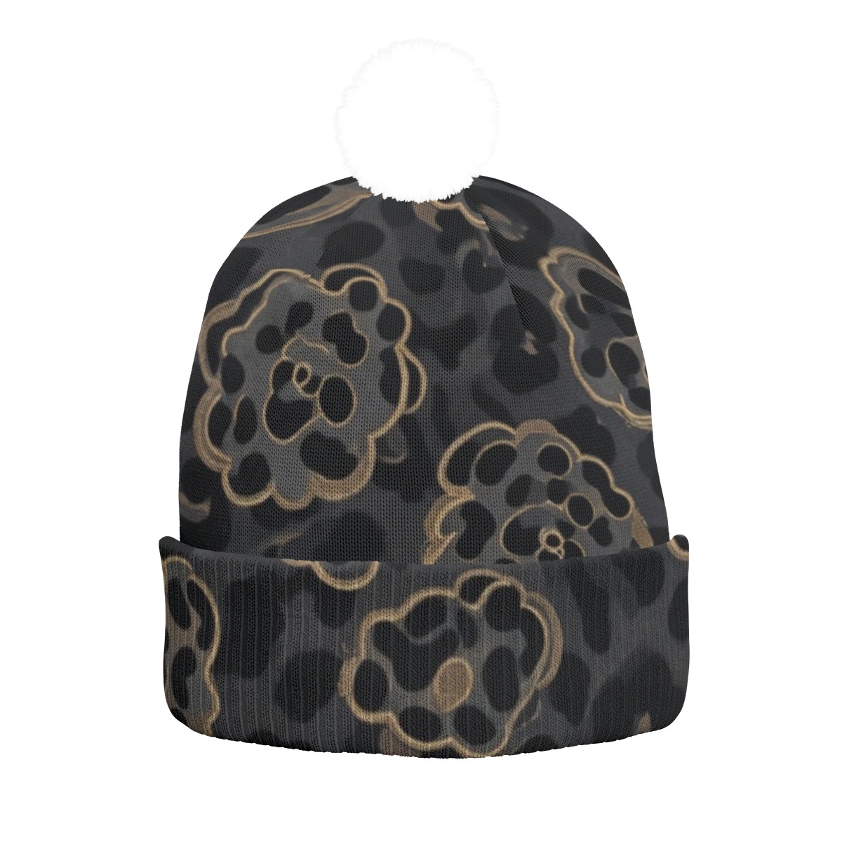 All-Over Print Knitted Hat With Pom-Pom (PAPXW)
