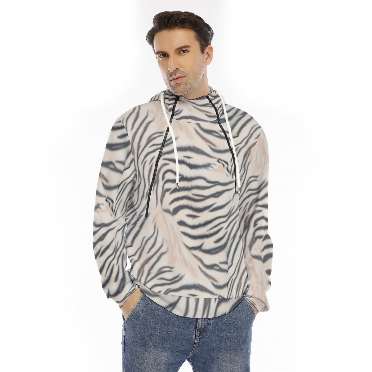 All-Over Print Men's Hoodie With Placket Double Zipper (PAS25)