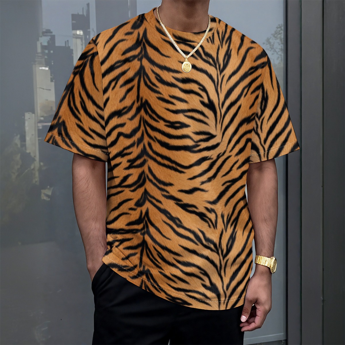All-Over Print Unisex Drop-shoulder T-shirt|180GSM (PAST1)