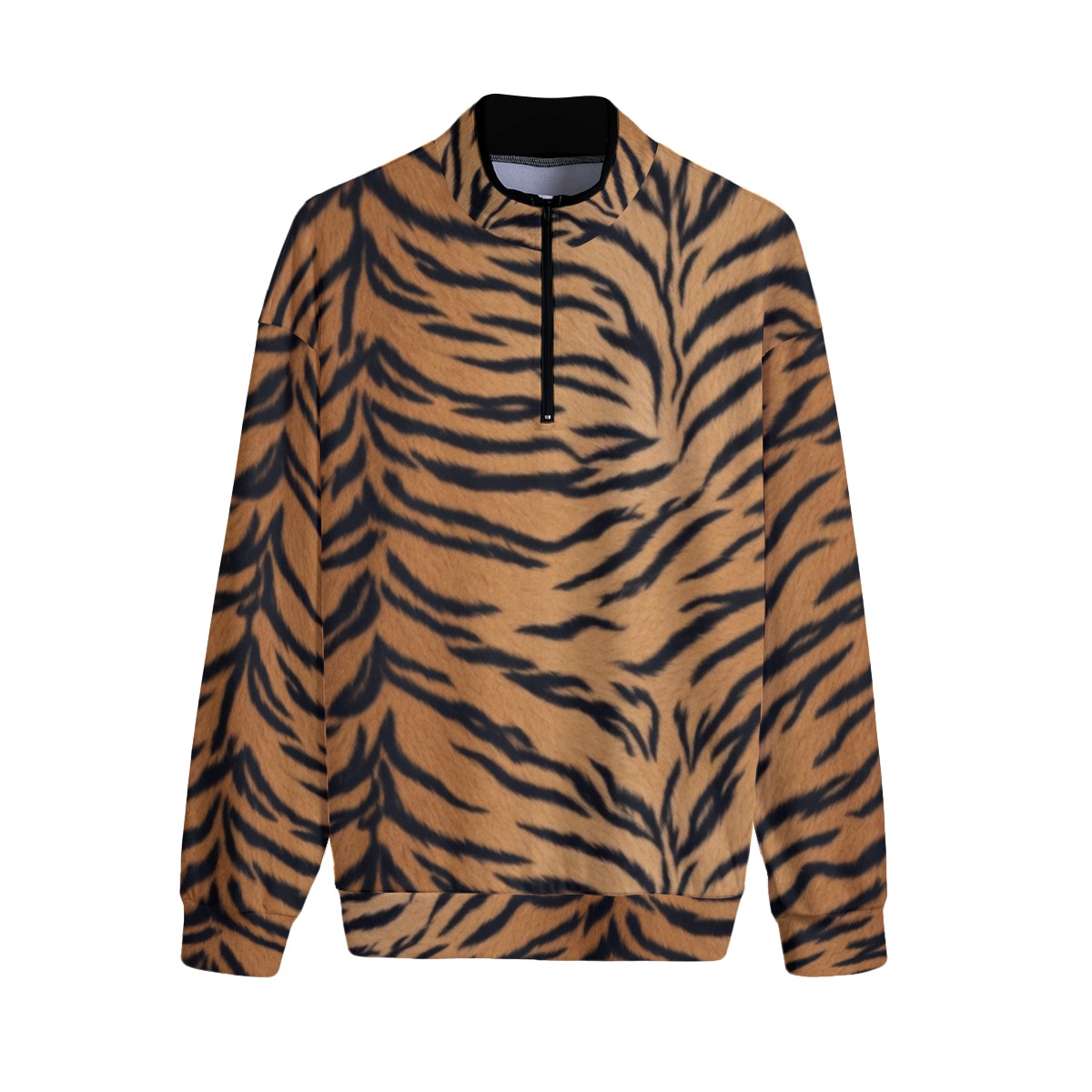 All-Over Print Men's Stand-up Collar Sweater With Zipper Closure (PASTX)